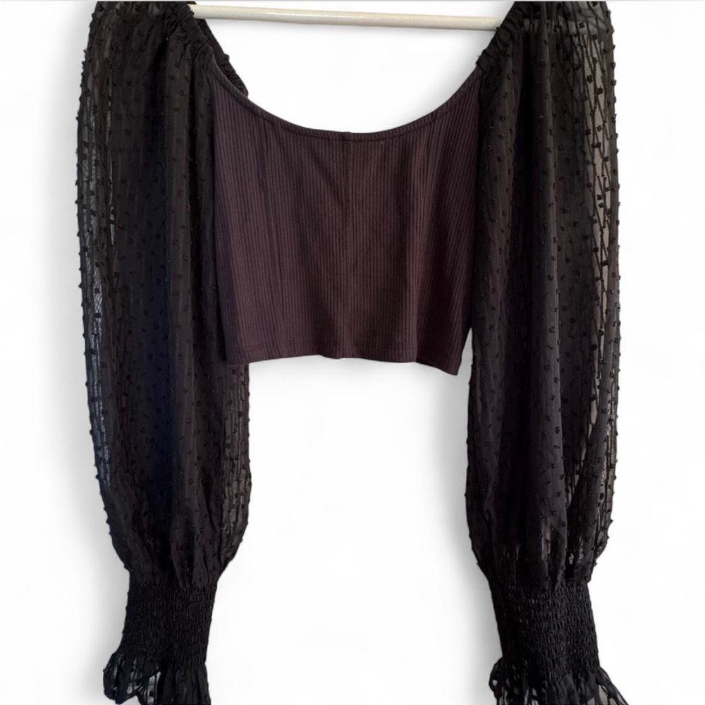 Urban Outfitters Cynthia clip dot top black medium